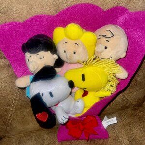 PEANUTS VALENTINE BOUQUET PLUSH 16" SNOOPY WOODSTOCK LUCY SALLY&CHARLIE BROWN